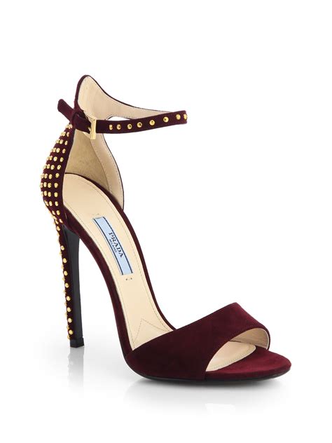 prada strappy sandal burgundy|Prada ladies sandals.